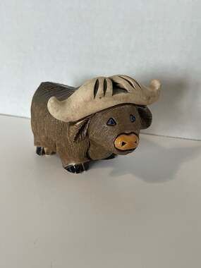Artesania Rinconada African Water Buffalo #89 Figurine Hand-Made in Uruguay